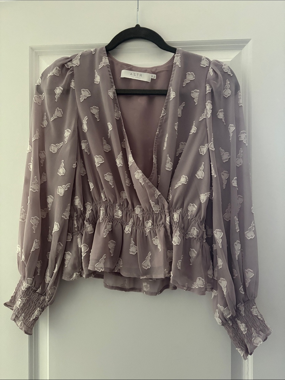 ASTR mauve and white blouse
